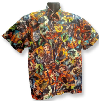 Horror Monsters Hawaiian Shirt- Made in USA- 100% Cotton